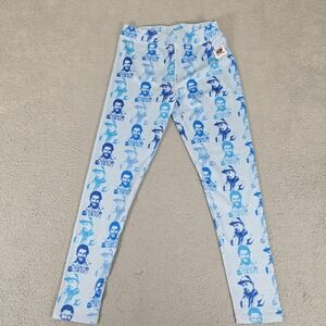 Asaali Jean Co Leggings Womens‎ Small Blue White Mugshot Print Stretch Pants